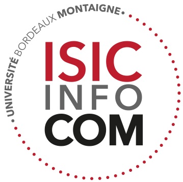 Logo de l'Institut des sciences de l'information et de la communication (ISIC), de l'Université Bordeaux Montaigne﻿. L’institut des sciences de l’information et de la communication propose aux étudiants des formations générales et professionnelles préparant aux métiers de l’information et de la communication. L’ISIC est rattaché au laboratoire de recherche MICA.